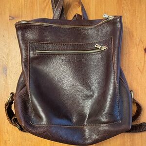 Portland Leather Tote Backpack in Coldbrew. Classic size.